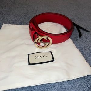 Authentic Gucci Red Belt Gold Buckle Size 85-34